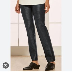 Soft Surroundings Black Foil Python Charlize Ponte Pant 2CW19.”